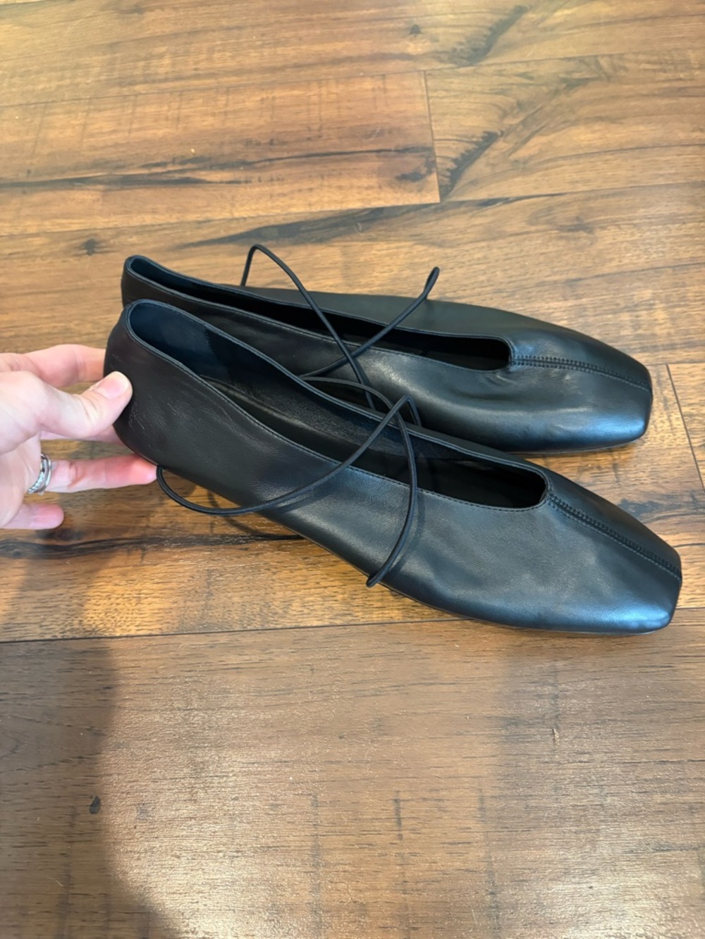 M. Gemi The Una Ballet Flats Size 40.5 US 9.5 Black Nappa Handmade Shoes Leather
